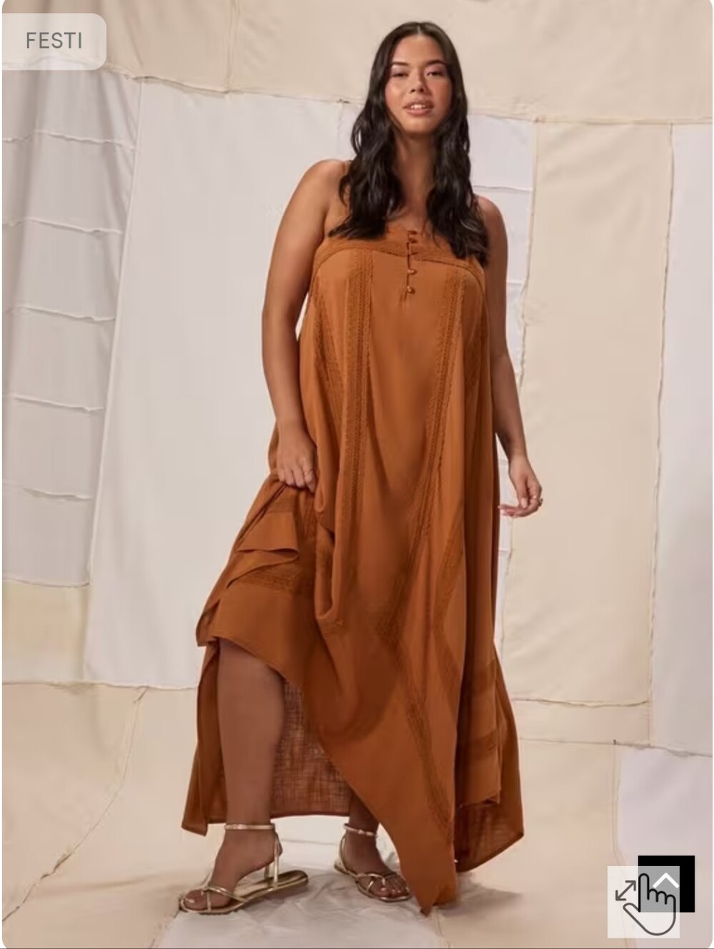 Festi Square Neck Hanky Hem Maxi Dress